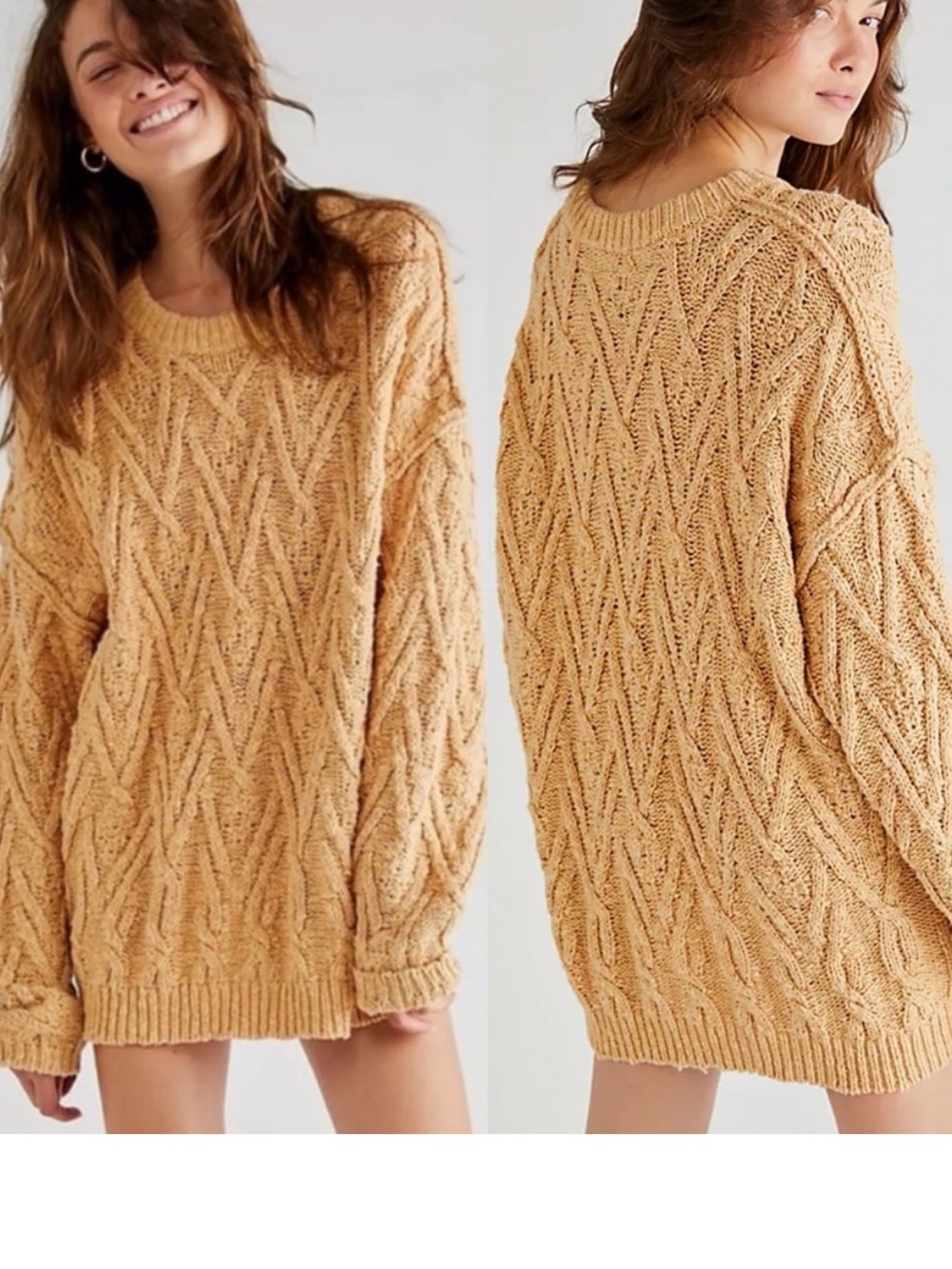 Free People Isla Cable Knit Oversized Sweater